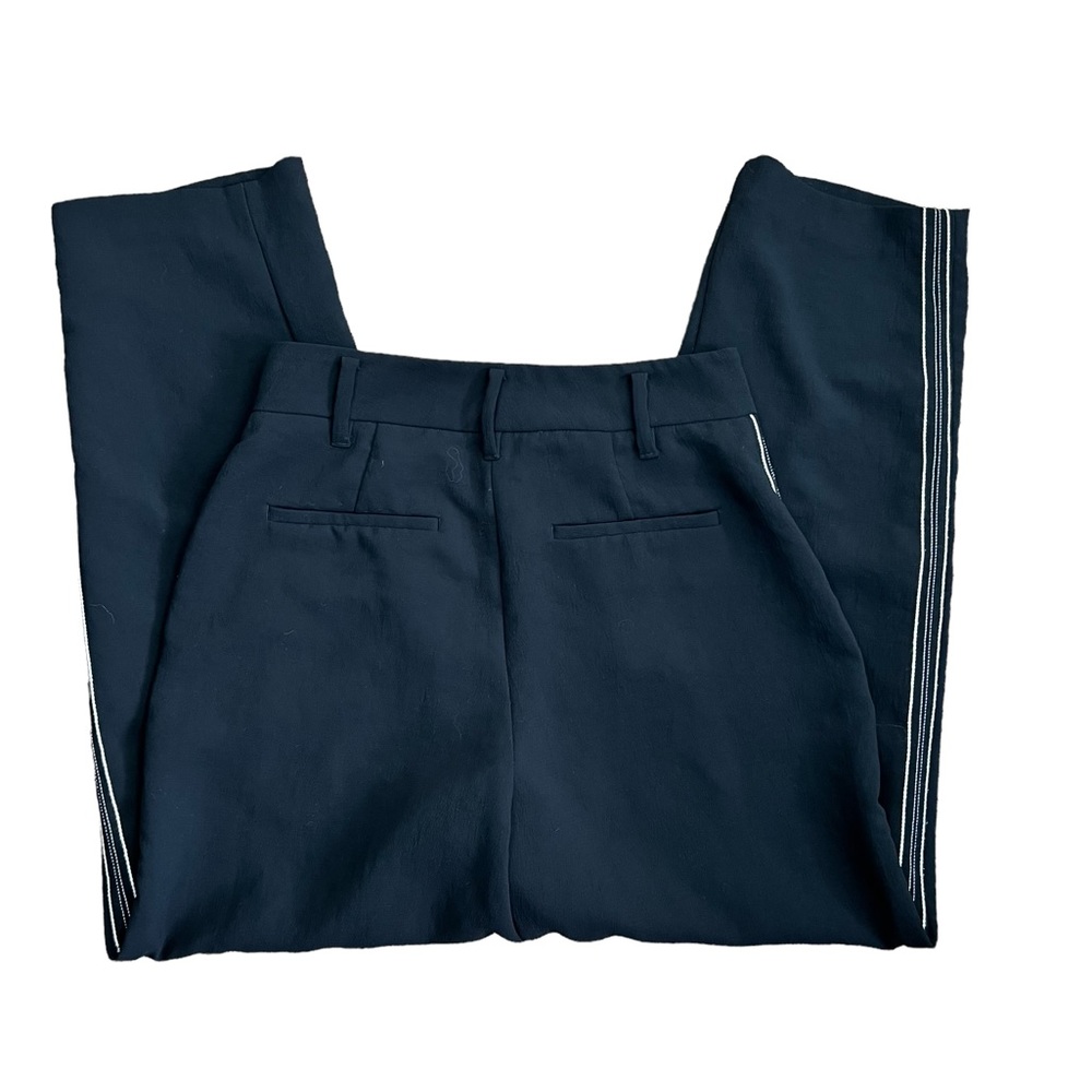 Aritzia Wilfred Black Tie-Front Pant White Striped Sided Trouser Size 8 - Picture 3 of 16